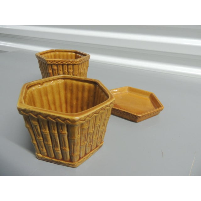 Vintage Petite Clay Yellow Color Planters/Pots - Set 0f 2 For Sale - Image 4 of 6