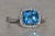 Silver The San Bruno: Ladies 14K Checkerboard Cushion Cut Topaz and Diamond Halo Ring For Sale - Image 8 of 10
