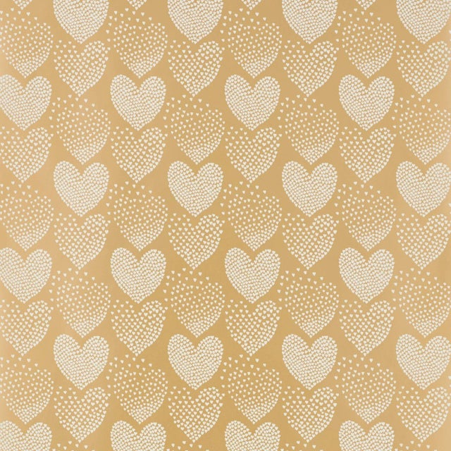 Contemporary Schumacher Heart of Hearts Wallpaper in Ivory & Gold For Sale - Image 3 of 3
