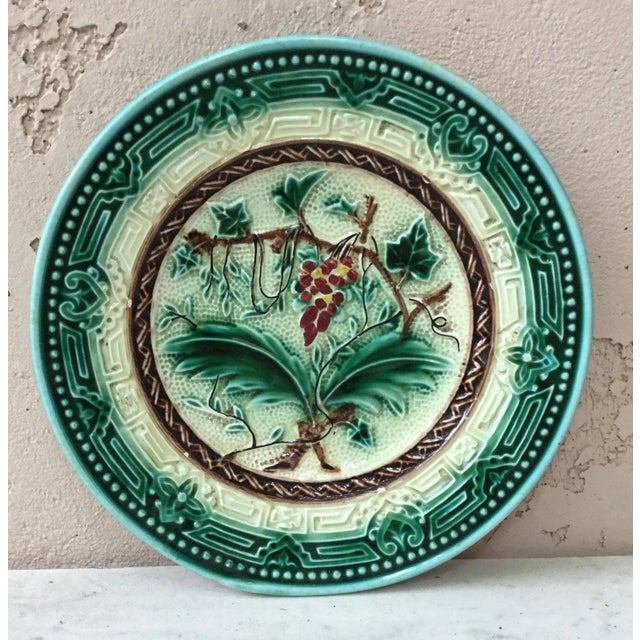 1890 Antique German Majolica Red Fruits Plate For Sale In Austin - Image 6 of 6