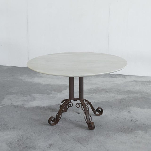 Vintage Art Deco Coffee Table in Wrought Iron and Marble, 1920s For Sale - Image 4 of 13