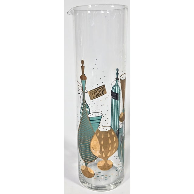 Metal Mid-Century Teal and Gold Cocktail Pitcher For Sale - Image 7 of 14