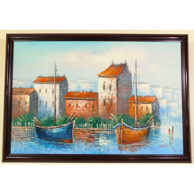 Mid Century Original "Kent" Nautical Boat Seascape Oil on Canvas Framed Painting For Sale - Image 11 of 11