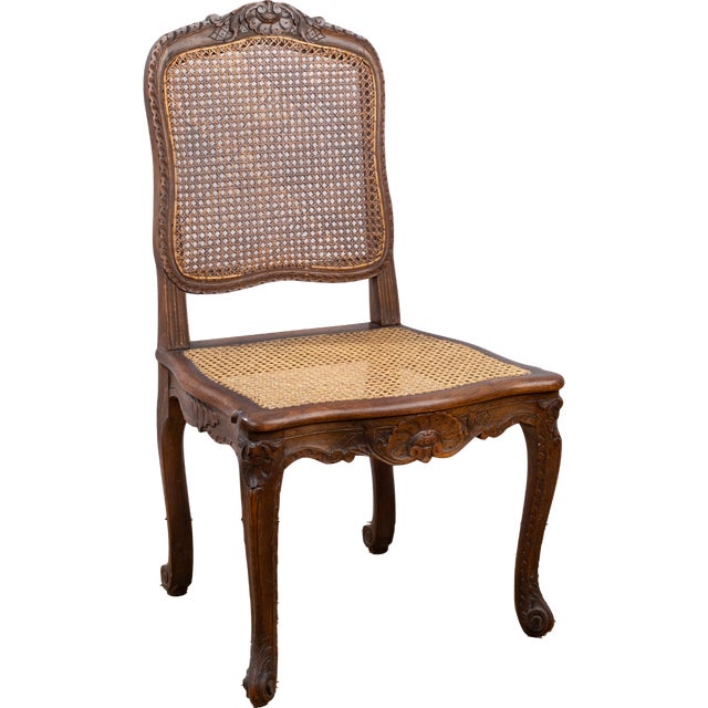 Early 20th Century Early 20th Century Pair of Louis XV Style Cane Side Chairs For Sale - Image 5 of 12