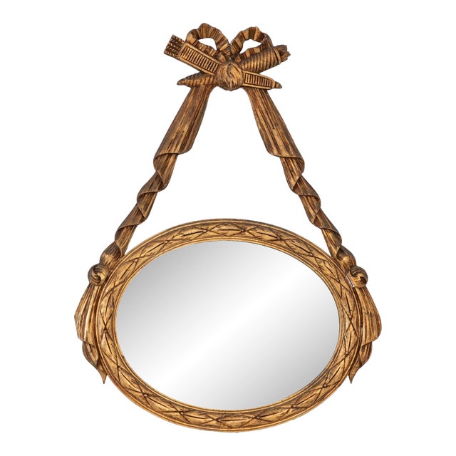 Louis XVI-style Oval Mirror With Carved Wood Frames, France Mid 20th C. For Sale