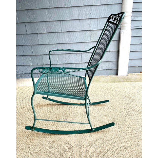 Late 20th Century Vintage Wrought Iron Outdoor Rocker Chair | Chairish
