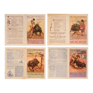 1930's Spanish Bullfighting Poster, Plaza De Toro, Valencia (Set of 4)