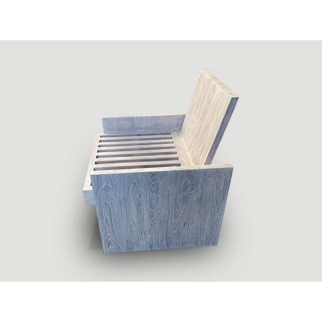 Wood Andrianna Shamaris Minimalist White Washed Spa Chair For Sale - Image 7 of 18