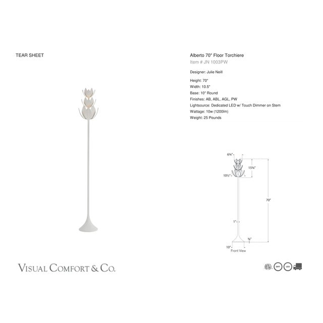 Julie Neill by Visual Comfort Signature Alberto 70" Floor Torchiere in Plaster White Designer: Julie Neill Height: 70"...