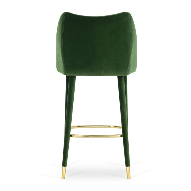 Not Yet Made - Made To Order Figueroa Bar Stool in Green Velvet from Insidherland For Sale - Image 5 of 11