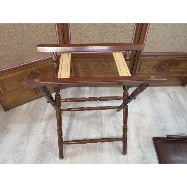 Wood Mahogany Folding Side Table For Sale - Image 7 of 10