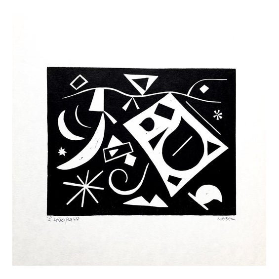 Otto Nebel, Painting l.460, 1954, Linocut, Paper For Sale