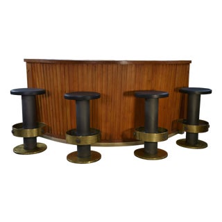 Curved Oak Counter or Bar, 1950s For Sale