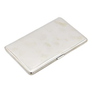 Plain Silver Rectangular Cigarette Case with Hinged Lid For Sale