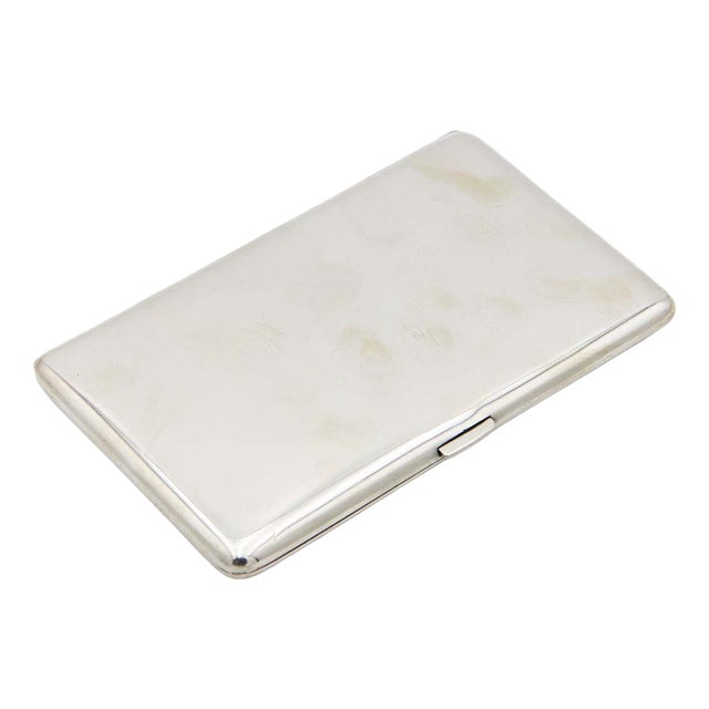 Plain Silver Rectangular Cigarette Case with Hinged Lid For Sale
