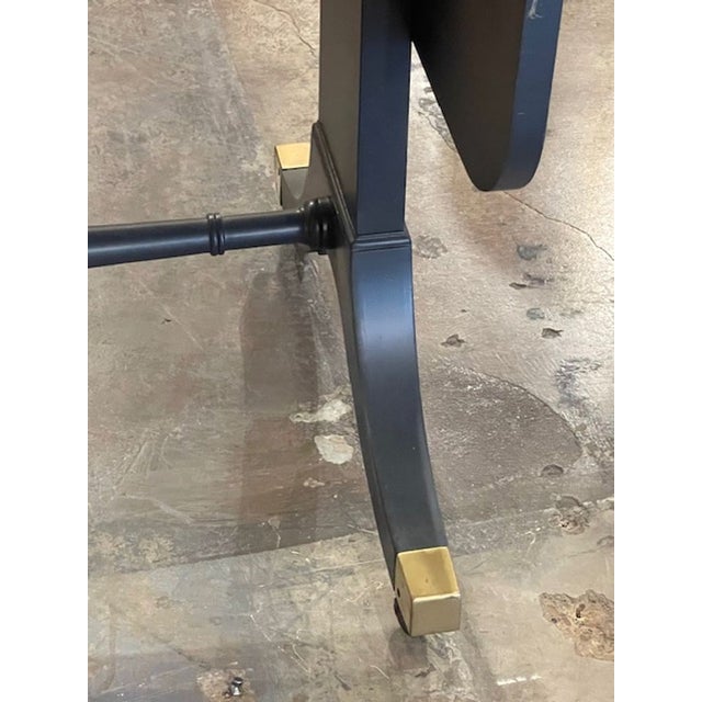 1980s Vintage Baker Navy Lacquered Drop Leaf Table For Sale - Image 5 of 10