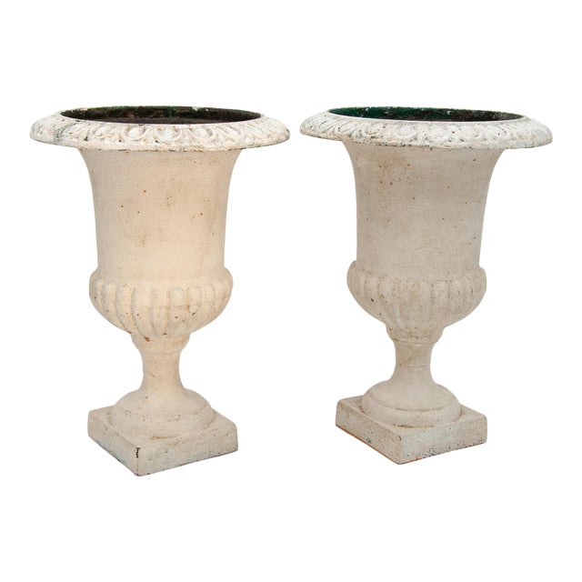 Cast Iron Petite Planters - A Pair For Sale