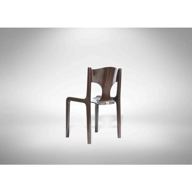 Vintage Brass & Wood Chairs by Augusto Bozzi, Italy, 1970s, Set of 6 For Sale - Image 4 of 7