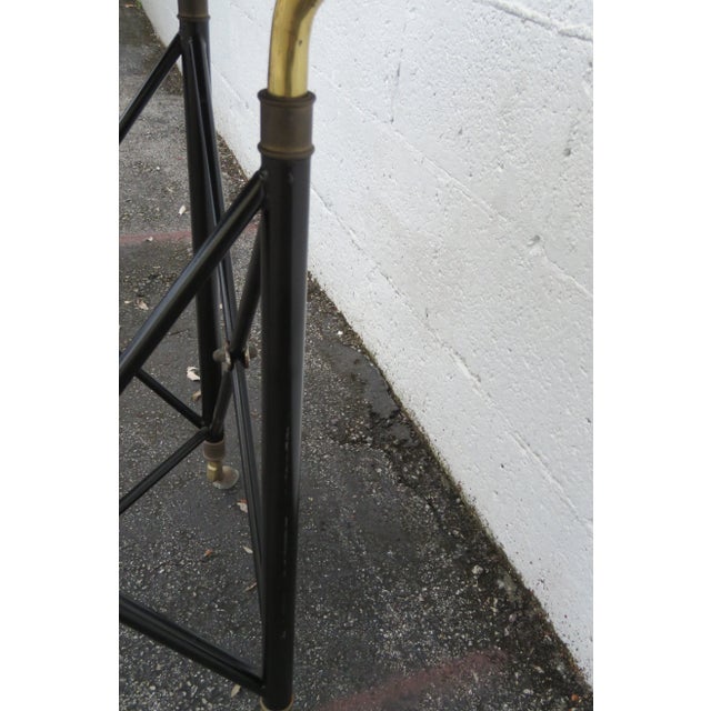 Black Hollywood Regency Stone Top Painted Black and Brass Metal Side Accent Table For Sale - Image 8 of 12
