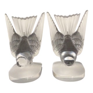 Lalique Hirondelle Bookends - a Pair For Sale