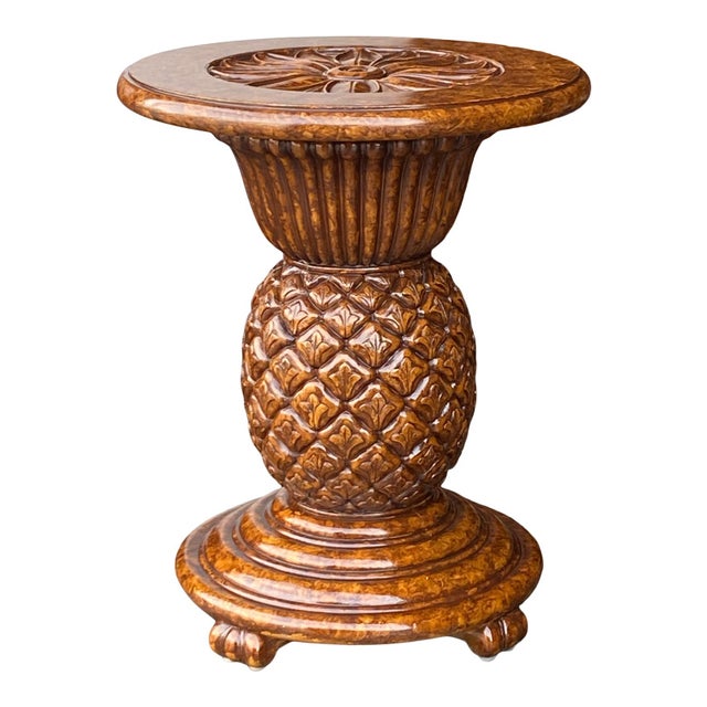 1980s Carved Wood Pineapple Table Base Chairish