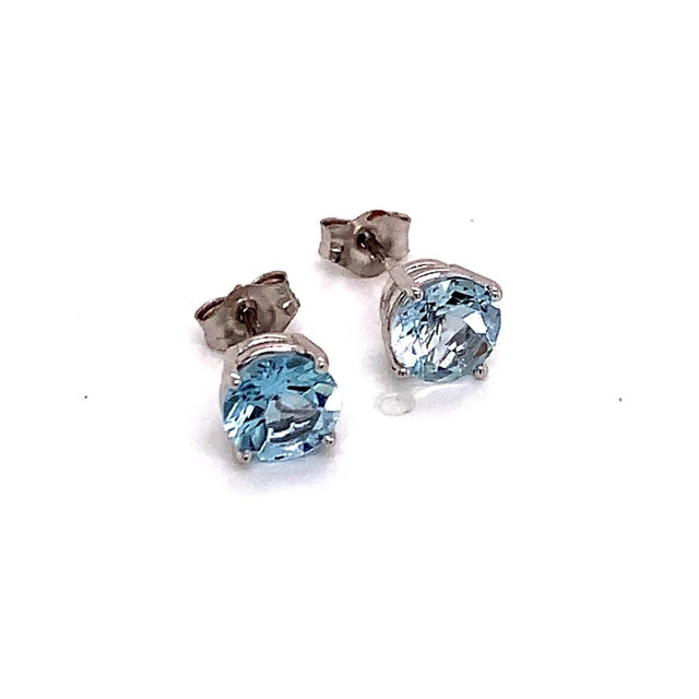 Natural Finely Faceted Quality Aquamarine Stud Earrings 14k White Gold 1.3 TCW Certified $950 113470 This is a Unique...