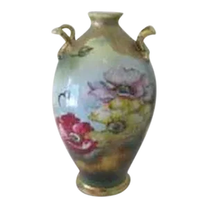 Nippon Porcelain Vase Hand Painted Side Handles