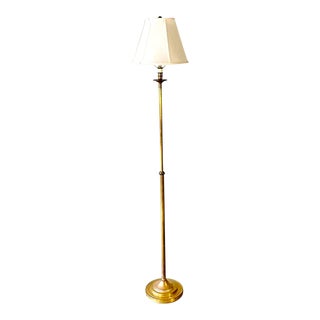 2012 Brass Floor Lamp With Fabric Shade For Sale