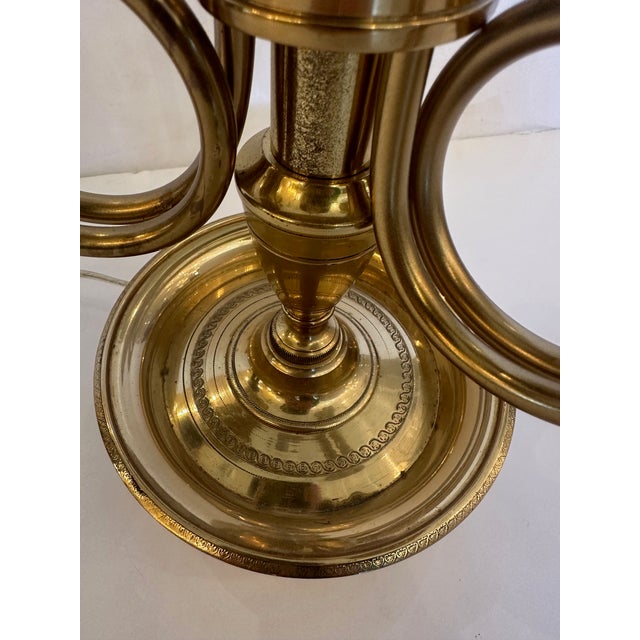 Metal Classic Brass Bouillotte Table Lamp With 3 Candle Arms For Sale - Image 7 of 8