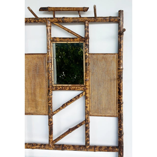 Wood Aesthetic Movement English Tortoise Burnt Bamboo Hall Stand, 1880s For Sale - Image 7 of 13