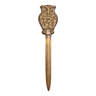 Early 20th Century Bronze Owl Letter Opener For Sale