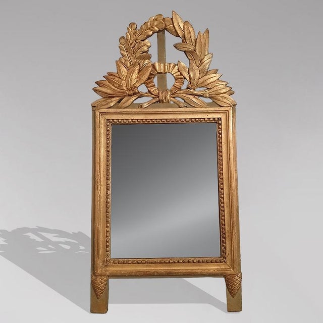 Small Louis XVI Style Gold-Colored Trumeau Mirror, 1780 For Sale - Image 3 of 3