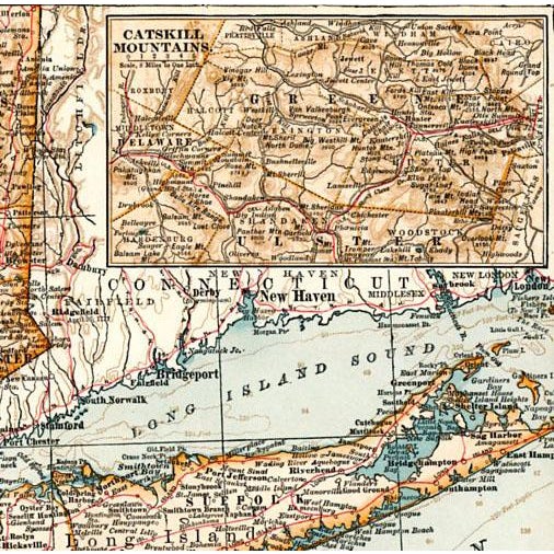 Illustration New York City and Long Island Map, 1903, Original Antique Lithograph For Sale - Image 3 of 3