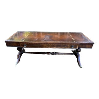Regal Regency Weiman Gold Embossed Leather Top Coffee Table For Sale
