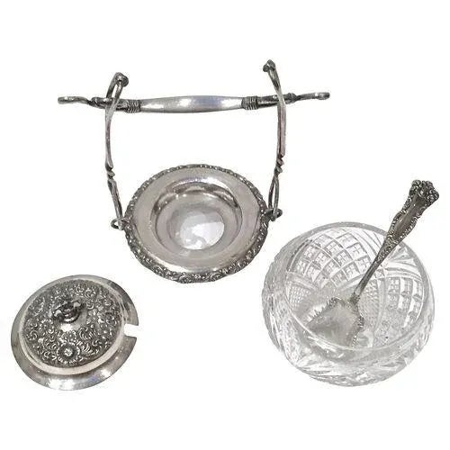 Meriden Silver Plate Co. Antique Aesthetic Movement Sugar Bowl & Caddy For Sale - Image 4 of 11