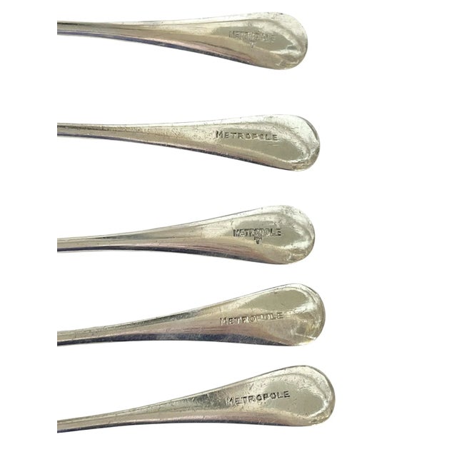 Early 20th Century Early 20th Century Set 10 Hotel Metropole Silver Plate Long Spoons by Wiskemann of Belgium For Sale - Image 5 of 8
