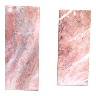 Vintage Pink Marble Bookends - a Pair For Sale