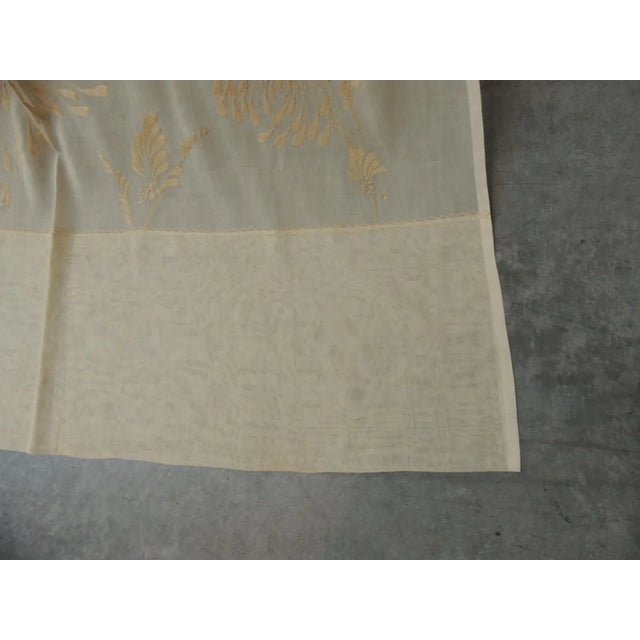 Modern Sheer Embroidered Ecru Color Curtain Panel For Sale In Tampa - Image 6 of 8