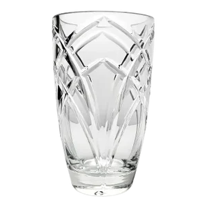 1990s Vintage Contemporary Crystal Table Vase Criss-Cross & Arch Cuts