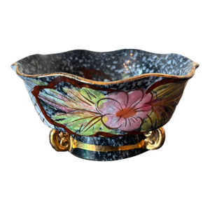 Mid 20th Century Italian Hand Painted Glossy Dish With Florals