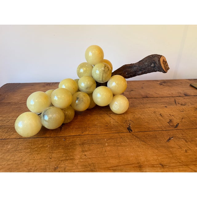 Beautiful Extra Large Vintage Cluster of Alabaster Grapes with Real Vine Stem. The color is quite a beautiful yellow/gold...