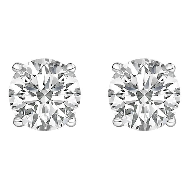14K White Gold 7.0 Cttw Round Lab Grown Diamond Solitaire Stud Earrings with Screw Backs (F-G Color, VS2-SI1 Clarity) For Sale