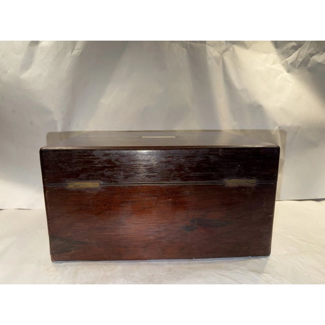 Brown 19th Century English Writing or Sewing Box With Pearl Inlay & Hidden Compartment For Sale - Image 8 of 13