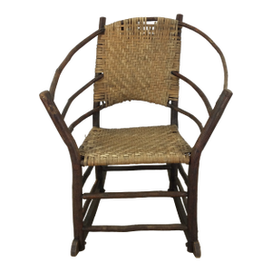 Old Hickory Adirondack Style Rocking Chair With Caned Seat and Back