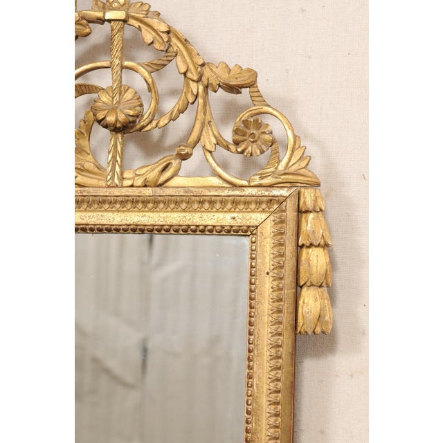 Gold French Gilt Mirror with Ornate Crest, 19th Century For Sale - Image 8 of 10