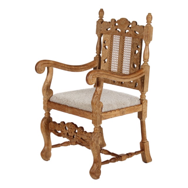 Danish Renaissance Handcrafted Armchair in Oak and New Sheepskin by Axel Einar Hjorth, 1940s For Sale