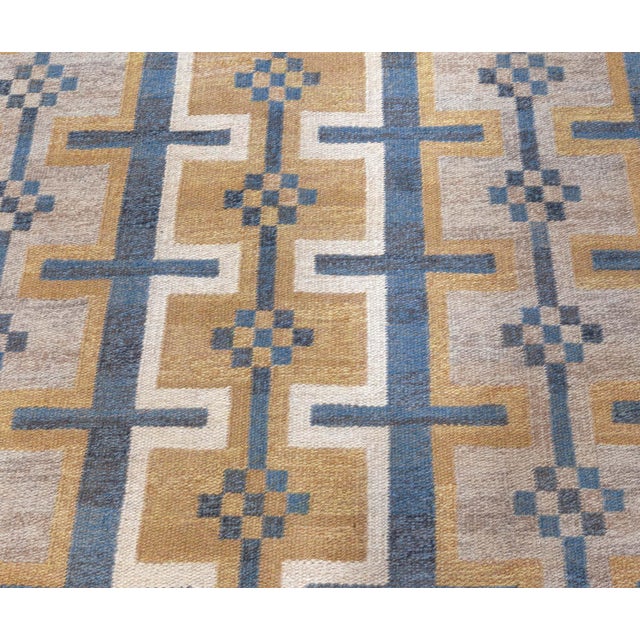 Vintage Swedish Flat Weave Rug Size: 5'7" × 8'1" (170 × 246 cm) A vintage Swedish flat-weave rug dating back to circa...