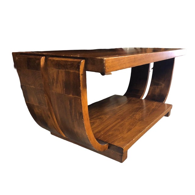 1930s Art Deco 2-Tier Mahogany Coffee Table by Brown Saltman Attributed to Gilbert Rohde For Sale - Image 4 of 8