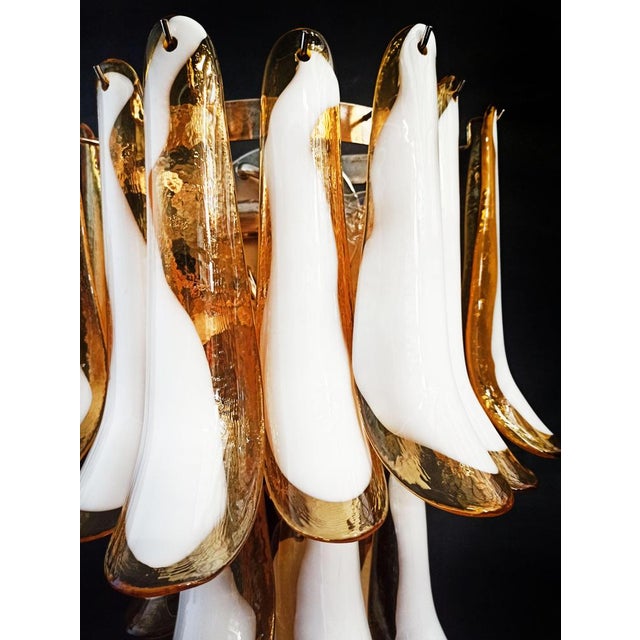Vintage Italian Murano Wall Lights with 16 Caramel and Lattimo Glass Petals, 1979, Set of 2 For Sale - Image 11 of 16