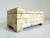A vintage late 20th-century handcrafted bone inlay decorative box. It features hand-cut rectangular tiles crafted from...